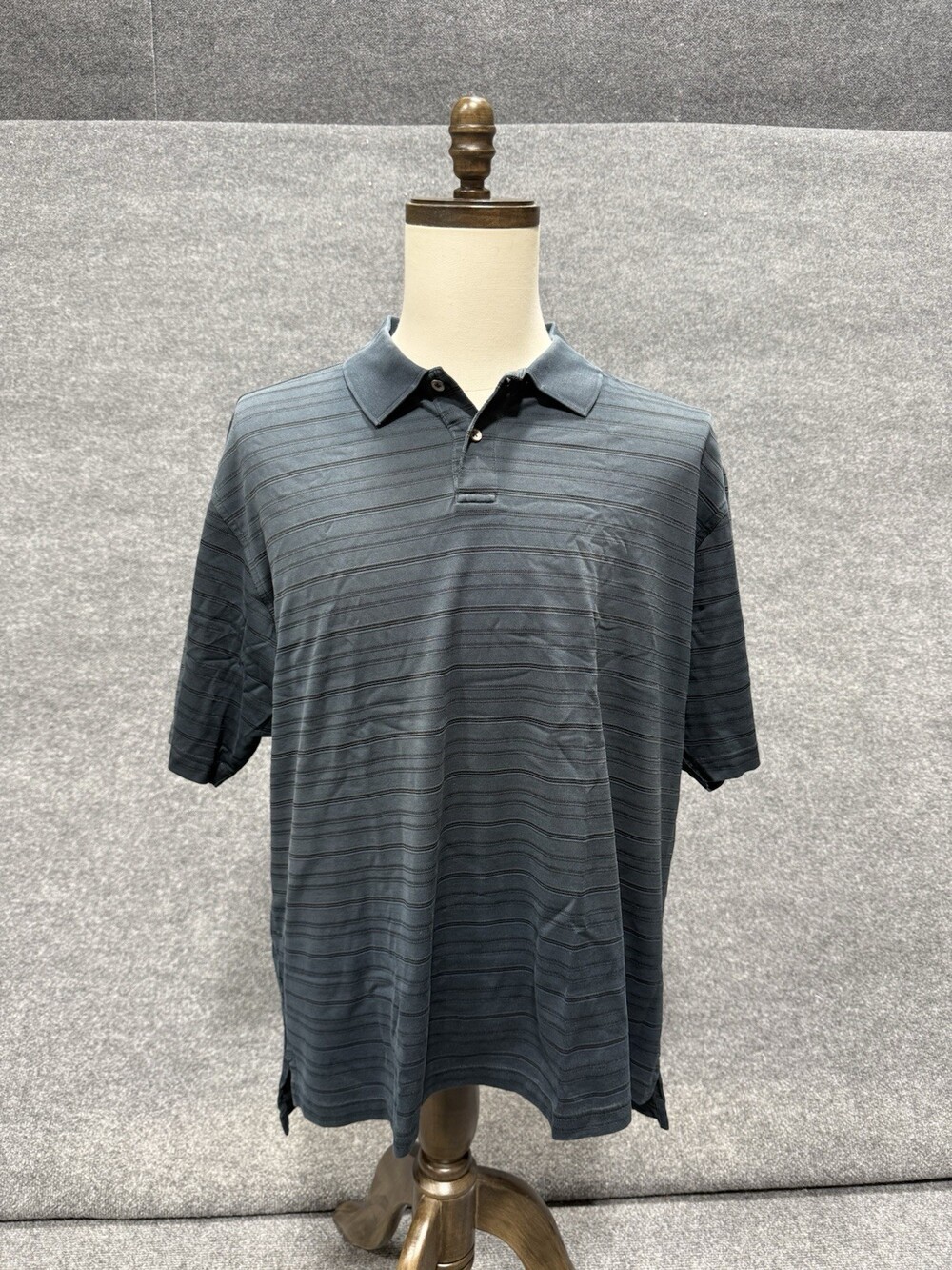 Adidas ClimaLite Mercerized Polo Shirt Menâs XL Gray Striped Golf Performance